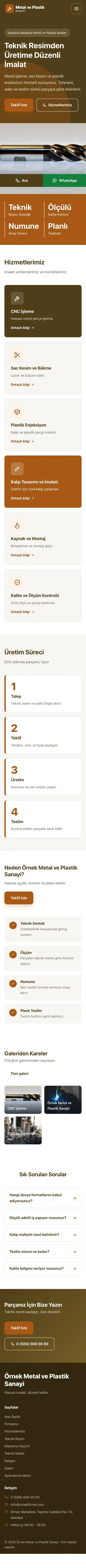 Blok Kahve Turuncu – Metal ve Plastik Web Sitesi mobil görünümü