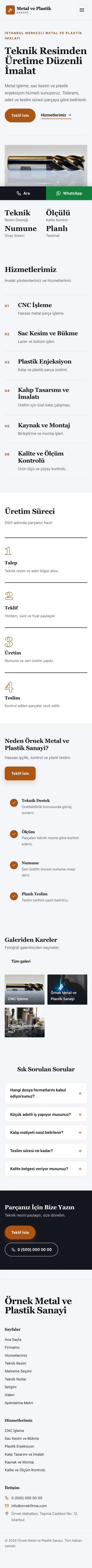 Editoryal Lacivert Turuncu – Metal ve Plastik Web Sitesi mobil görünümü