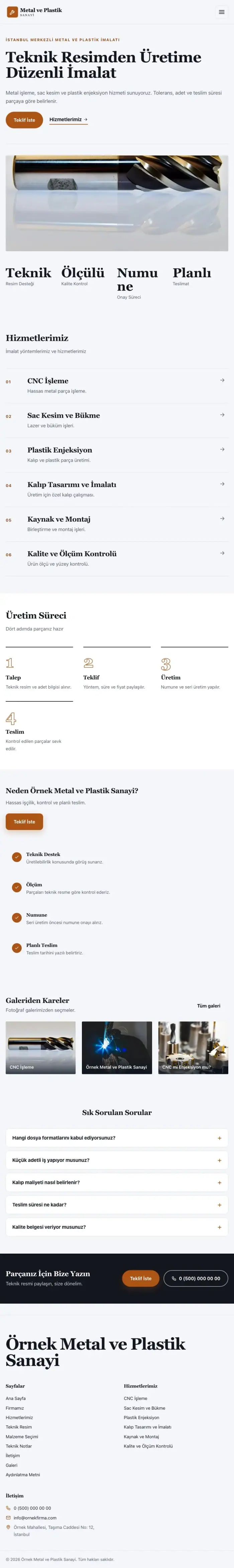Editoryal Lacivert Turuncu – Metal ve Plastik Web Sitesi tablet görünümü