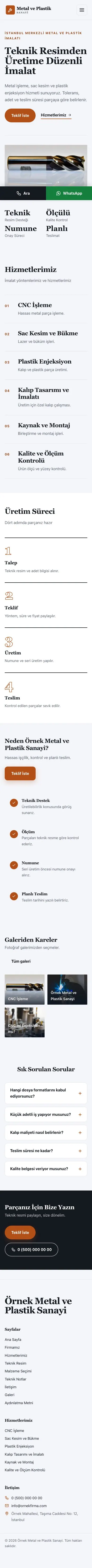Editoryal Mavi Turuncu – Metal ve Plastik Web Sitesi mobil görünümü