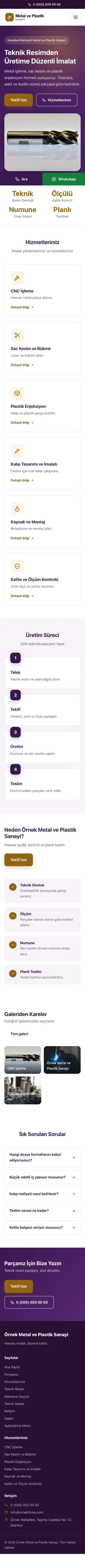Klasik Tasarım – Metal ve Plastik Web Sitesi mobil görünümü
