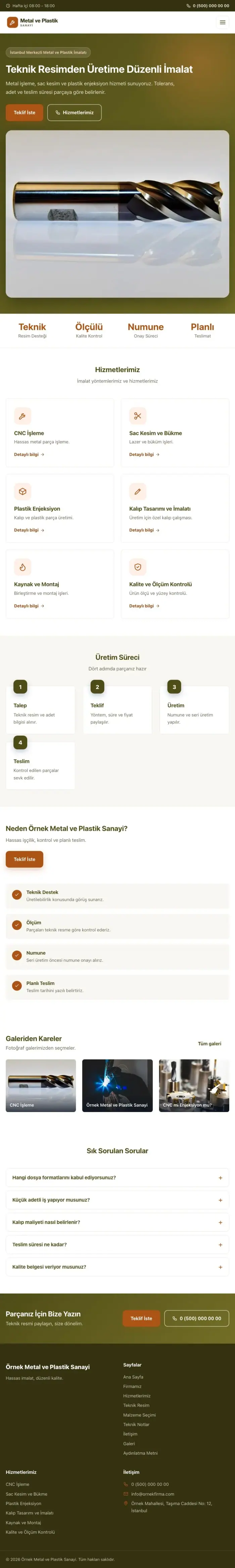 Klasik Zeytin Turuncu – Metal ve Plastik Web Sitesi tablet görünümü