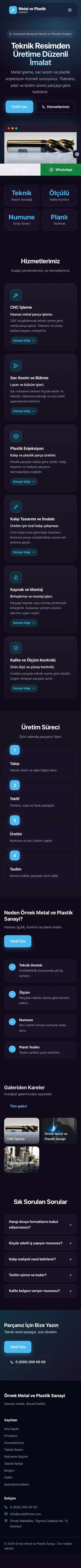 Koyu Modern Mor Mavi – Metal ve Plastik Web Sitesi mobil görünümü