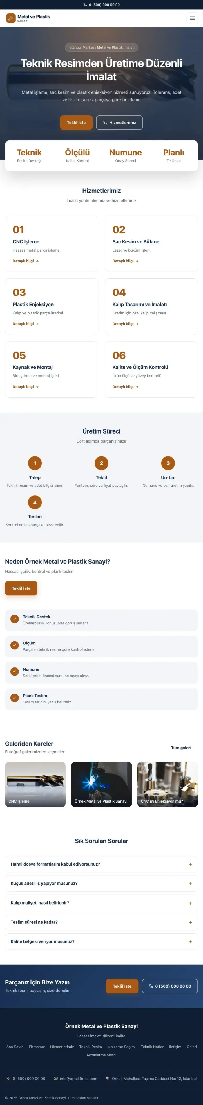 Merkez Mavi Turuncu – Metal ve Plastik Web Sitesi tablet görünümü