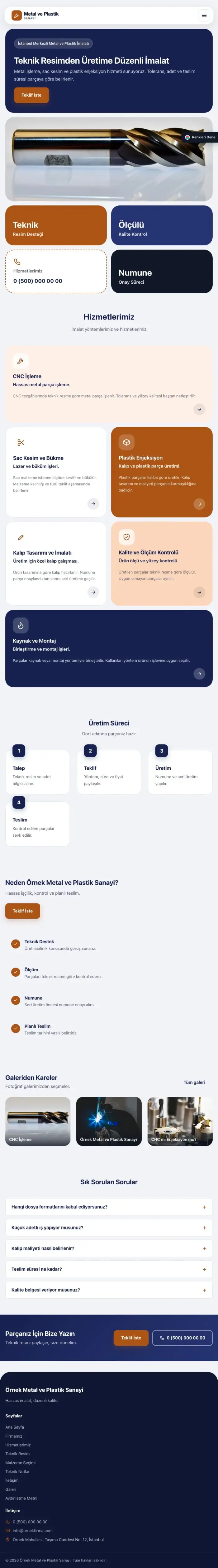 Mozaik Lacivert Turuncu – Metal ve Plastik Web Sitesi tablet görünümü