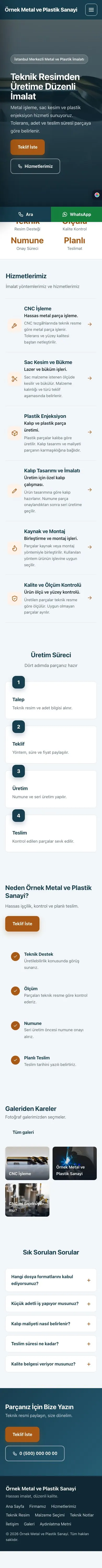 Sol Menü Mavi Turuncu – Metal ve Plastik Web Sitesi mobil görünümü