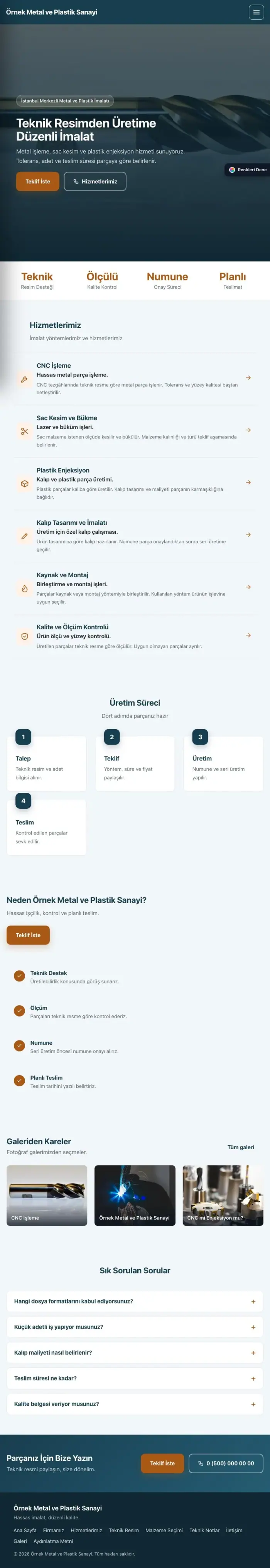 Sol Menü Mavi Turuncu – Metal ve Plastik Web Sitesi tablet görünümü