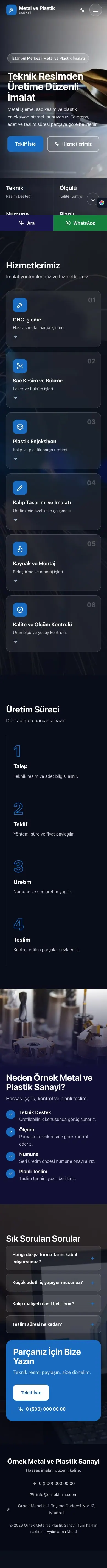 Tam Ekran Lacivert Mavi – Metal ve Plastik Web Sitesi mobil görünümü