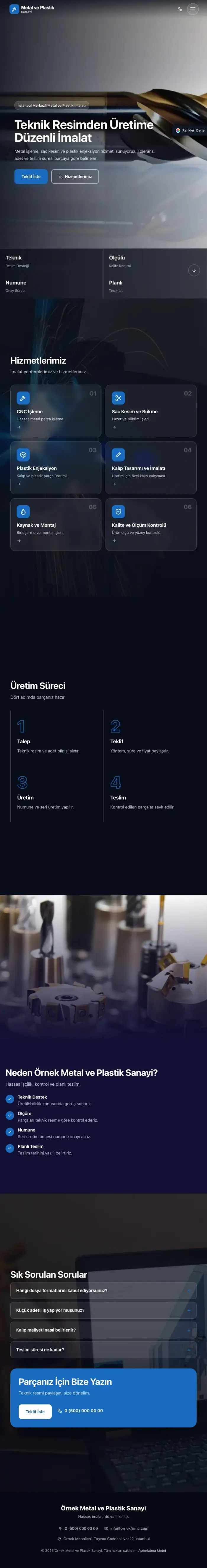 Tam Ekran Lacivert Mavi – Metal ve Plastik Web Sitesi tablet görünümü