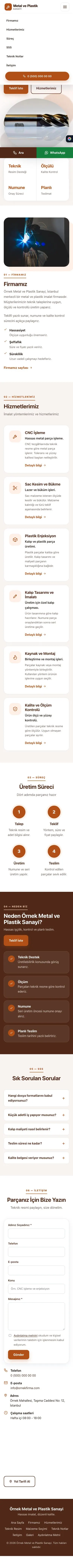 Tek Sayfa Kahve Turuncu – Metal ve Plastik Web Sitesi mobil görünümü