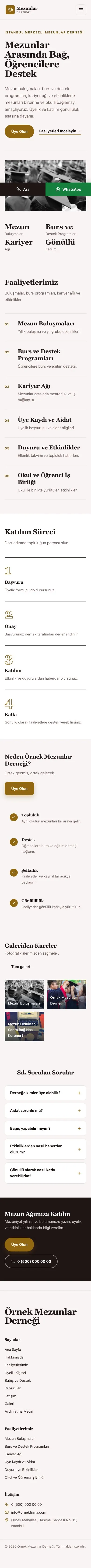 Dergi Editoryal Bordo Amber – Mezunlar Derneği Web Sitesi mobil görünümü
