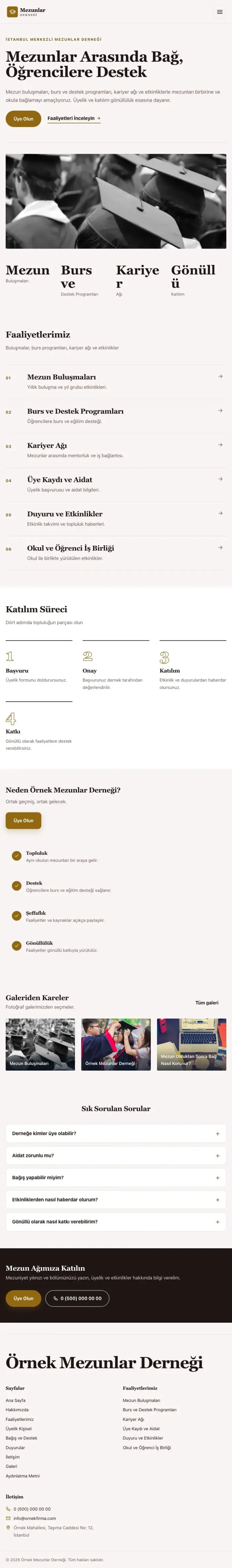 Dergi Editoryal Bordo Amber – Mezunlar Derneği Web Sitesi tablet görünümü