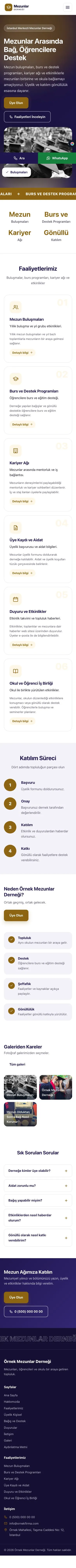 Hareketli Lacivert Amber – Mezunlar Derneği Web Sitesi mobil görünümü