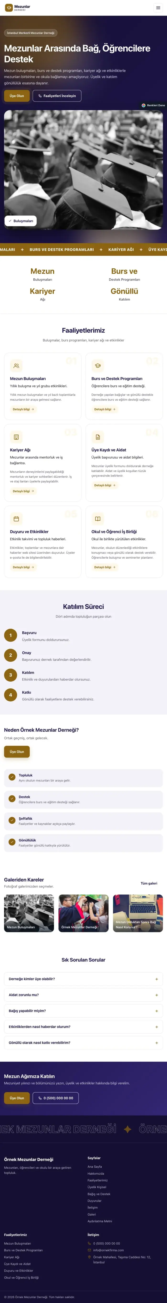 Hareketli Lacivert Amber – Mezunlar Derneği Web Sitesi tablet görünümü
