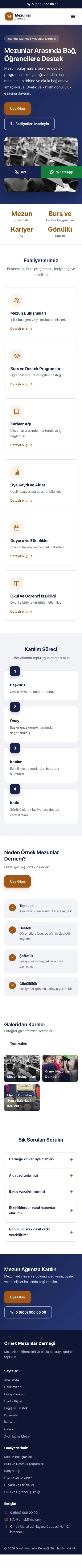 Klasik Lacivert Turuncu – Mezunlar Derneği Web Sitesi mobil görünümü