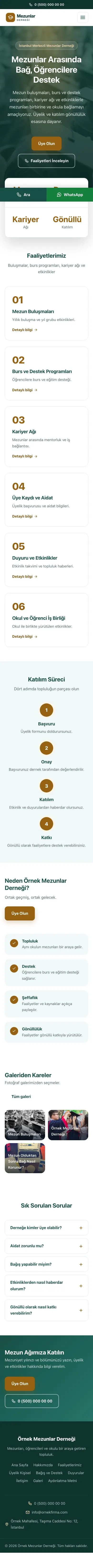 Merkez Petrol Turuncu – Mezunlar Derneği Web Sitesi mobil görünümü