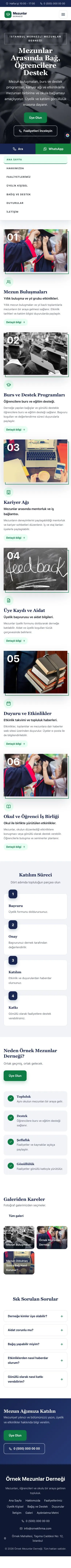 Zigzag Lacivert Yeşil – Mezunlar Derneği Web Sitesi mobil görünümü