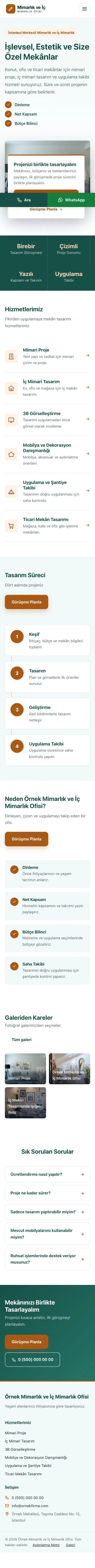 Bölünmüş Petrol Turuncu – Mimarlık ve İç Mimarlık Web Sitesi mobil görünümü