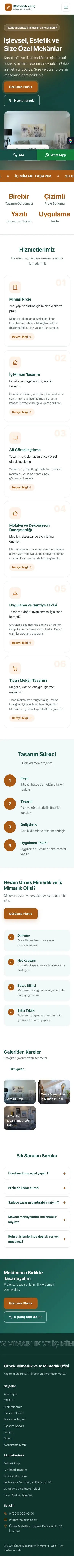 Hareketli Petrol Turuncu – Mimarlık ve İç Mimarlık Web Sitesi mobil görünümü