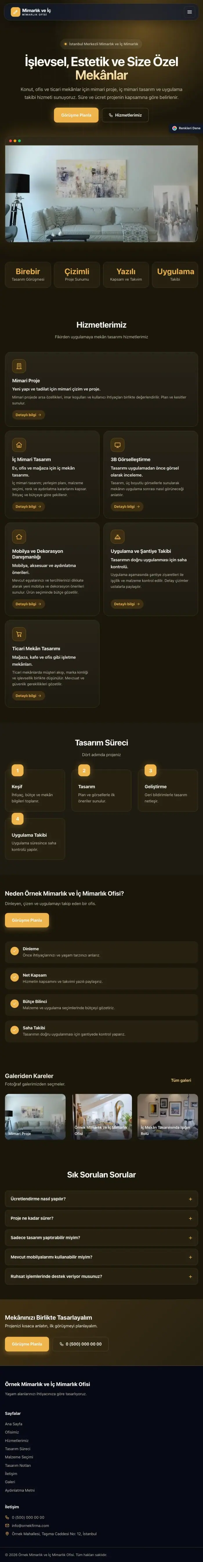Koyu Modern Kahve Turuncu – Mimarlık ve İç Mimarlık Web Sitesi tablet görünümü