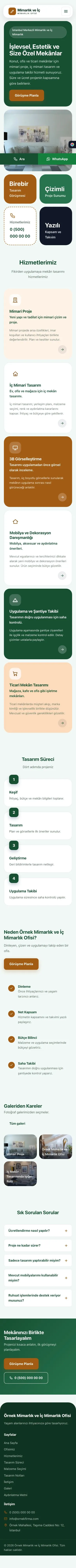 Mozaik Yeşil Turuncu – Mimarlık ve İç Mimarlık Web Sitesi mobil görünümü
