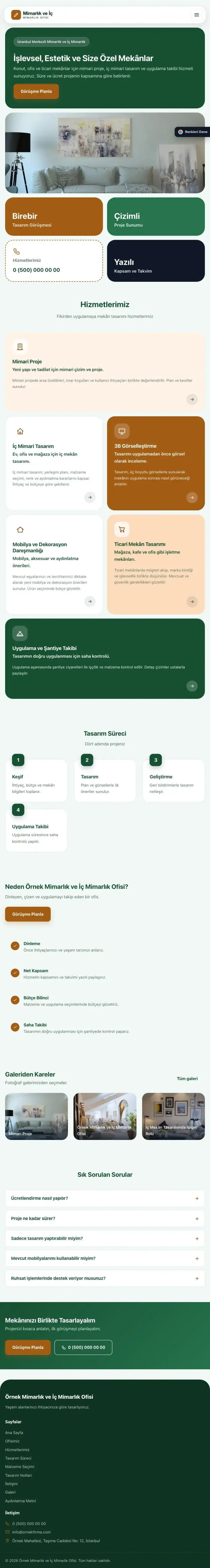 Mozaik Yeşil Turuncu – Mimarlık ve İç Mimarlık Web Sitesi tablet görünümü