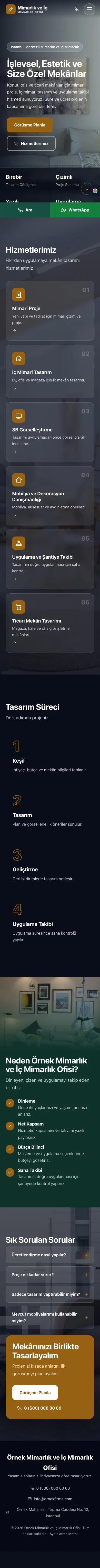 Tam Ekran Petrol Turuncu – Mimarlık ve İç Mimarlık Web Sitesi mobil görünümü