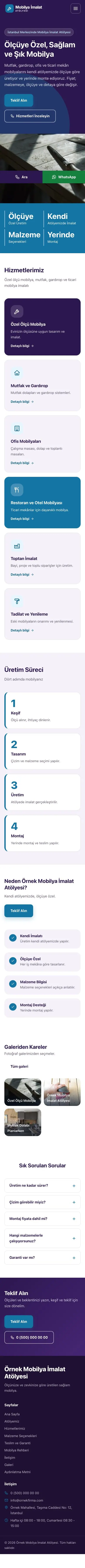 Blok Mor Mavi – Mobilya İmalat Atölyesi Web Sitesi mobil görünümü