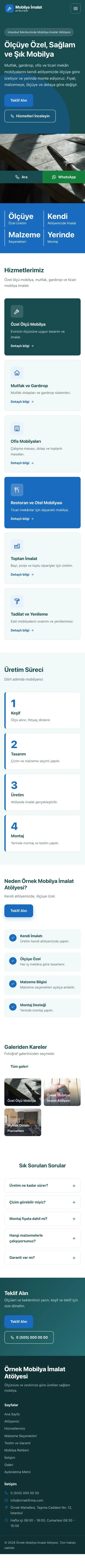 Blok Petrol Mavi – Mobilya İmalat Atölyesi Web Sitesi mobil görünümü