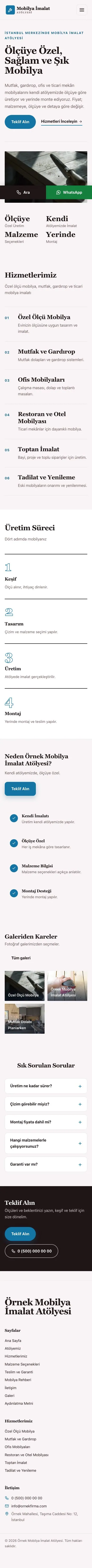 Dergi Editoryal Bordo Mavi – Mobilya İmalat Atölyesi Web Sitesi mobil görünümü