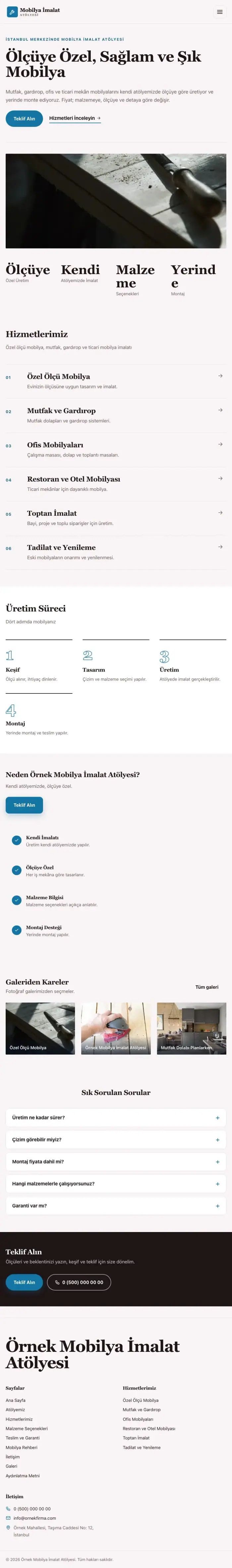 Dergi Editoryal Bordo Mavi – Mobilya İmalat Atölyesi Web Sitesi tablet görünümü