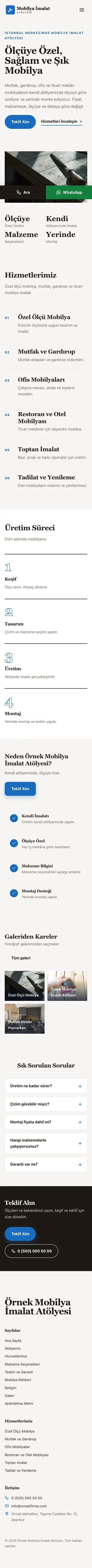 Dergi Editoryal Kahve Mavi – Mobilya İmalat Atölyesi Web Sitesi mobil görünümü