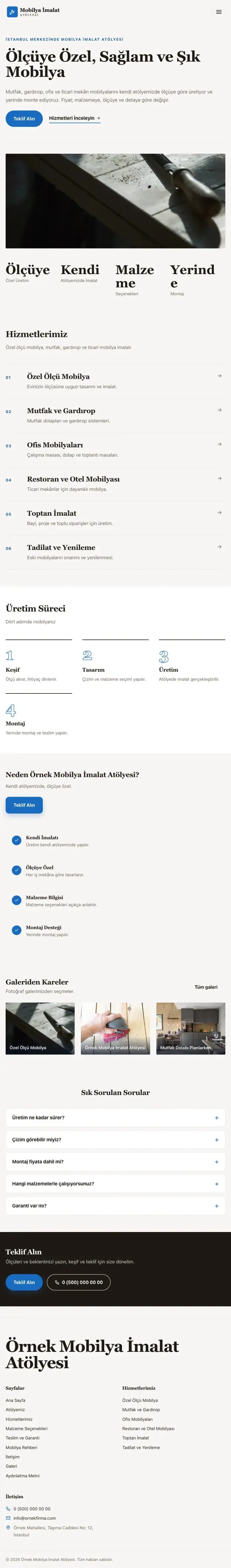 Dergi Editoryal Kahve Mavi – Mobilya İmalat Atölyesi Web Sitesi tablet görünümü