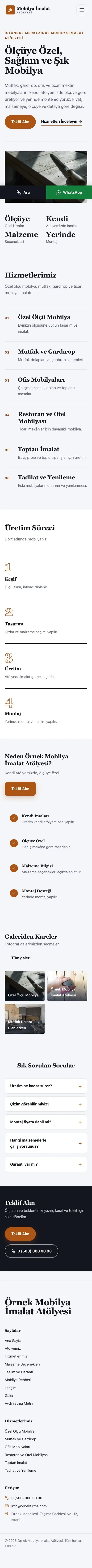 Dergi Editoryal Lacivert Turuncu – Mobilya İmalat Atölyesi Web Sitesi mobil görünümü