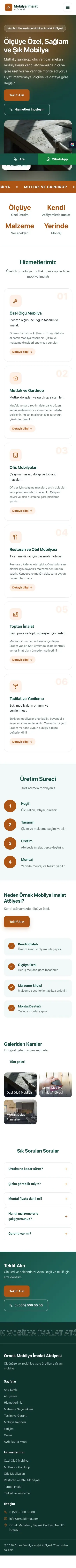 Hareketli Petrol Turuncu – Mobilya İmalat Atölyesi Web Sitesi mobil görünümü