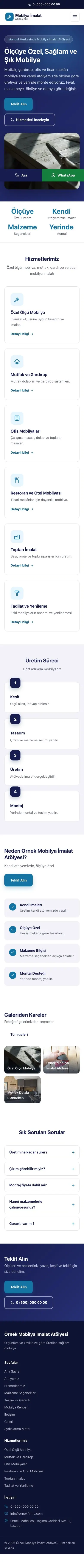 Klasik Lacivert Mavi – Mobilya İmalat Atölyesi Web Sitesi mobil görünümü