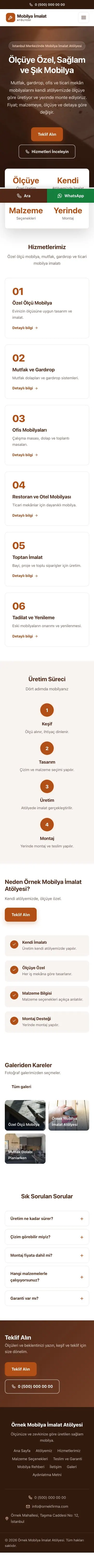 Merkez Kahve Turuncu – Mobilya İmalat Atölyesi Web Sitesi mobil görünümü