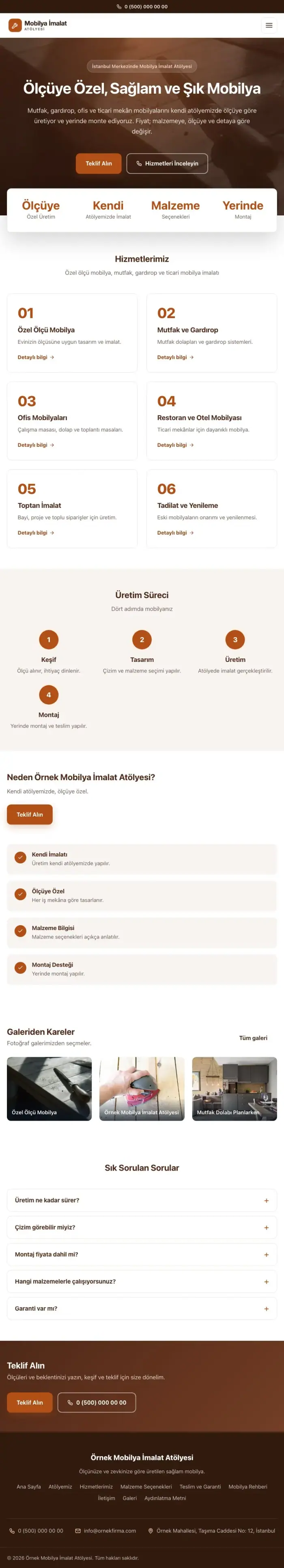 Merkez Kahve Turuncu – Mobilya İmalat Atölyesi Web Sitesi tablet görünümü