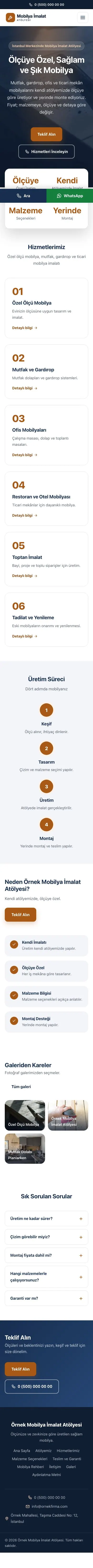 Merkez Mavi Turuncu – Mobilya İmalat Atölyesi Web Sitesi mobil görünümü
