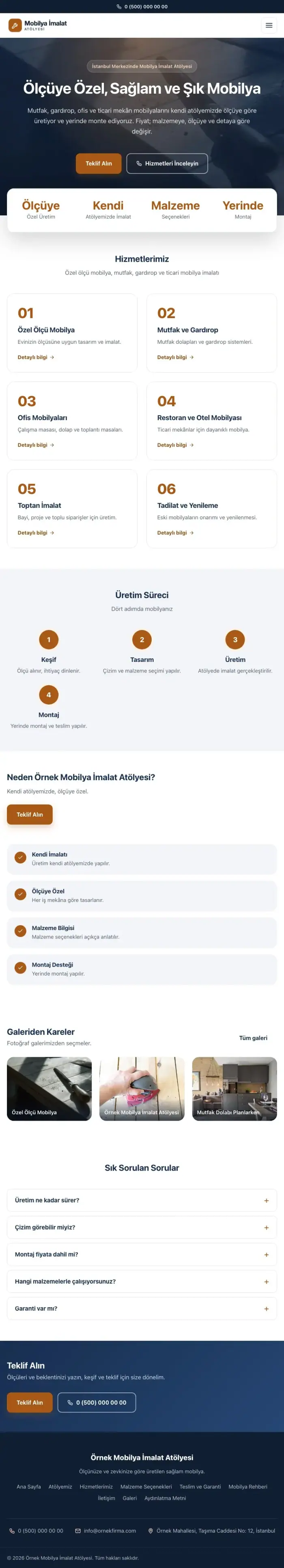 Merkez Mavi Turuncu – Mobilya İmalat Atölyesi Web Sitesi tablet görünümü