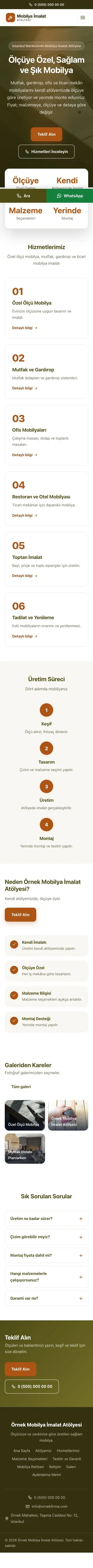 Merkez Zeytin Turuncu – Mobilya İmalat Atölyesi Web Sitesi mobil görünümü