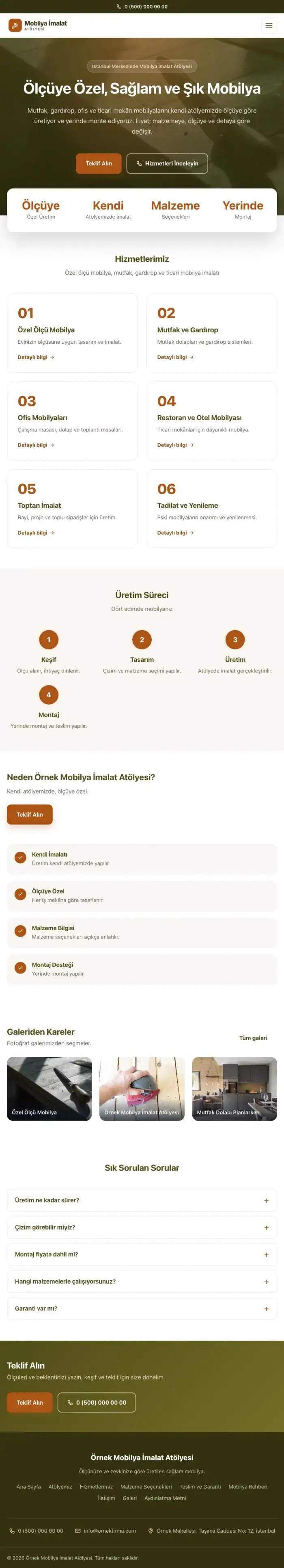 Merkez Zeytin Turuncu – Mobilya İmalat Atölyesi Web Sitesi tablet görünümü