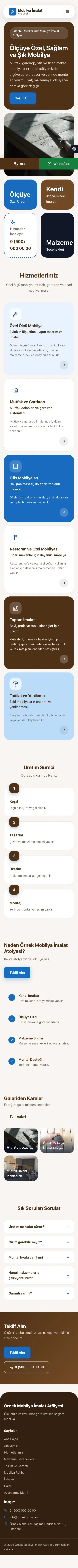 Mozaik Kahve Mavi – Mobilya İmalat Atölyesi Web Sitesi mobil görünümü