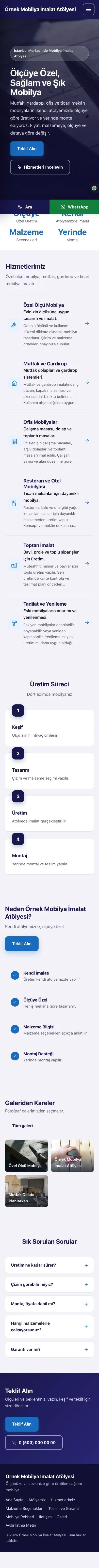 Sol Menü Lacivert Mavi – Mobilya İmalat Atölyesi Web Sitesi mobil görünümü