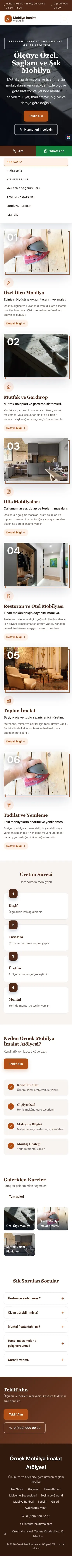 Zigzag Kahve Turuncu – Mobilya İmalat Atölyesi Web Sitesi mobil görünümü