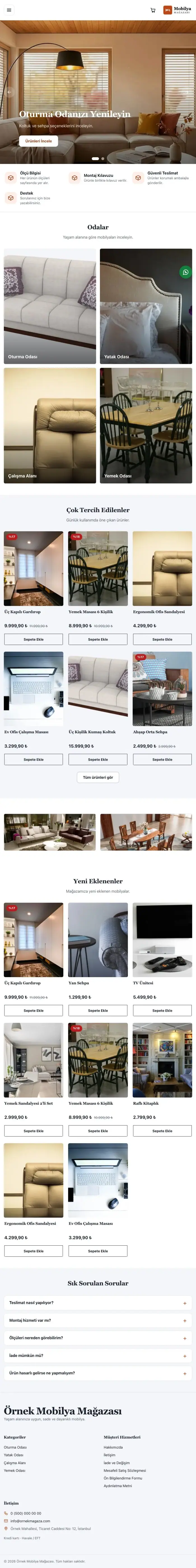 Butik Mavi Turuncu – Mobilya Mağazası E-ticaret Sitesi tablet görünümü