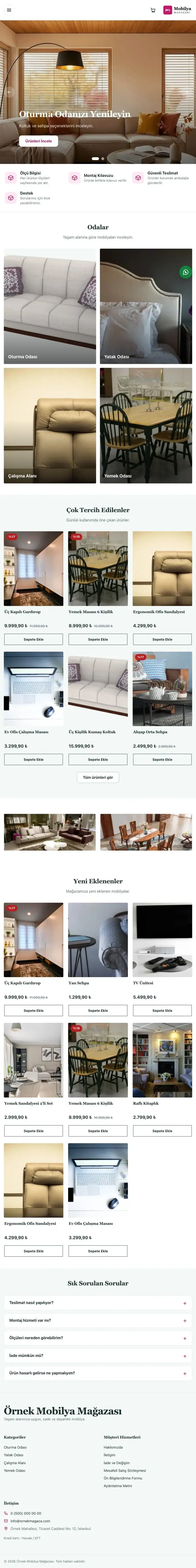 Butik Petrol Pembe – Mobilya Mağazası E-ticaret Sitesi tablet görünümü