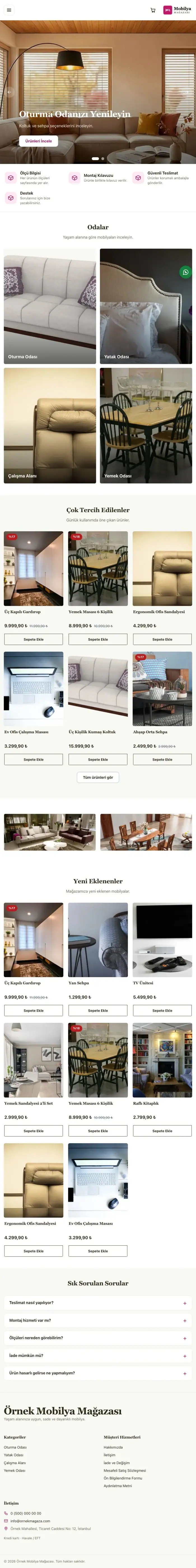 Butik Zeytin Pembe – Mobilya Mağazası E-ticaret Sitesi tablet görünümü