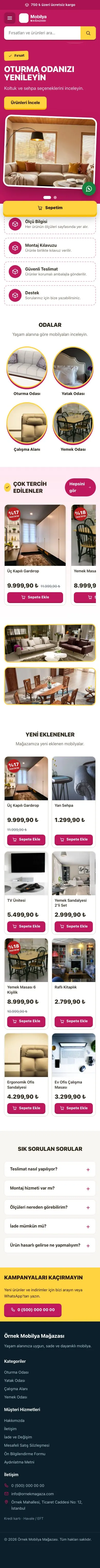 Kampanya Kahve Pembe – Mobilya Mağazası E-ticaret Sitesi mobil görünümü