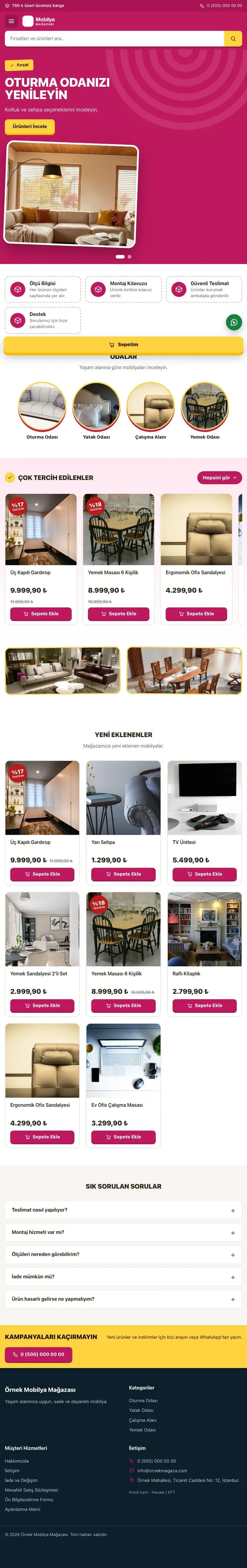 Kampanya Kahve Pembe – Mobilya Mağazası E-ticaret Sitesi tablet görünümü